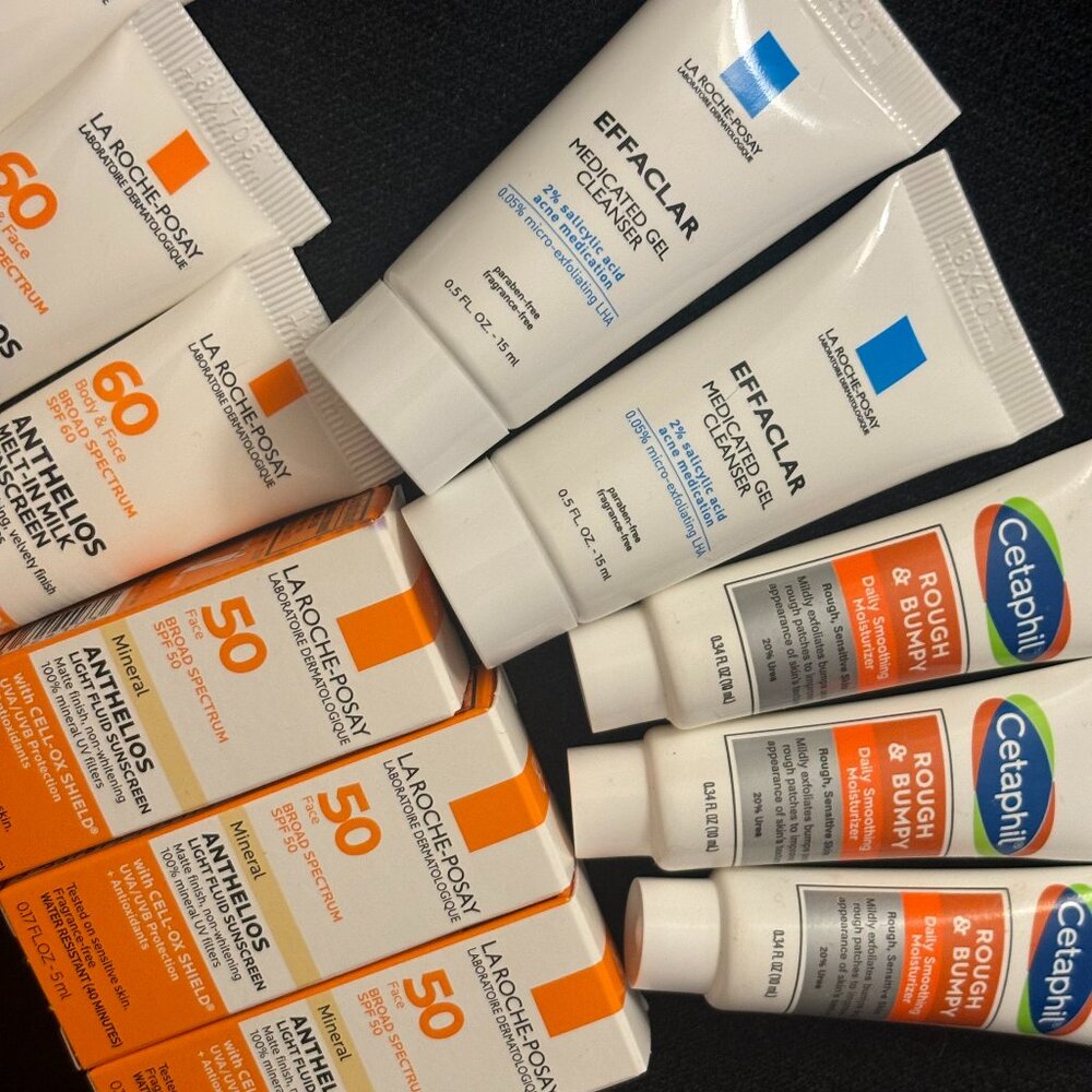 La Roche Medicated face gel face wash/SPF/ Cetaphil moisturizer